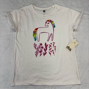 NEW Tea Collection Rainbow Horse Graphic Tee Size 7